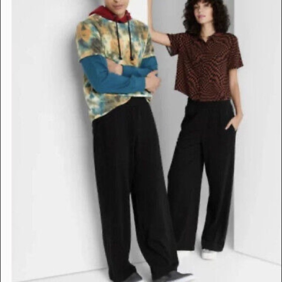 WILD FABLE High-Rise Straight Leg Unisex Black Elastic Sweatpants XS, S NWT - Picture 2 of 2